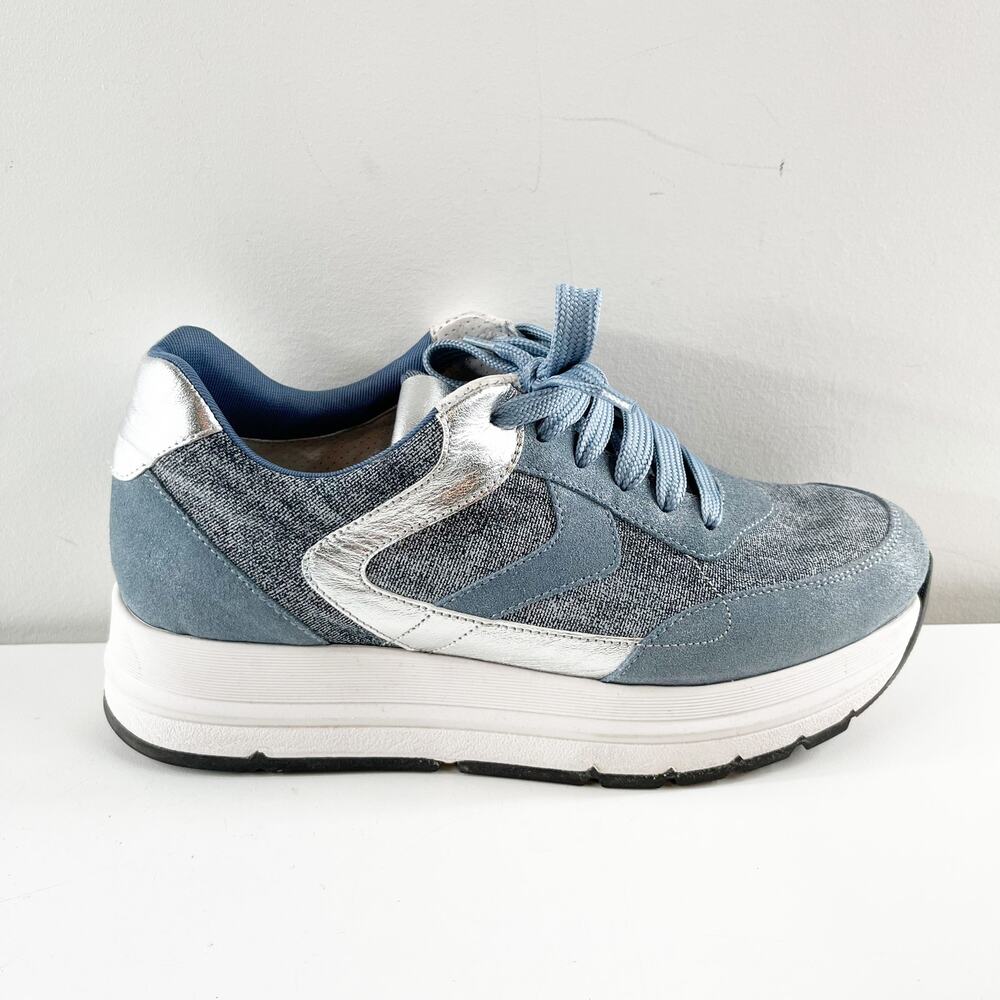 Voile Blanche Julia Lace Up Platform Suede Shoes Sneakers Blue 39 / 9